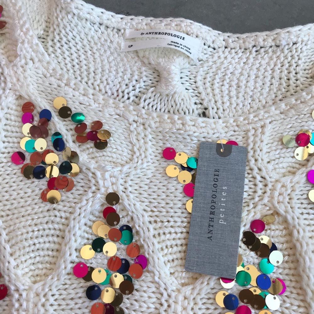 Anthropologie White Sequin Sweater - Picture 15 of 16